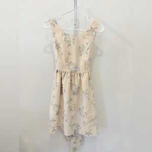 NICE CLAUP Peach Beige Floral Mini Dress Jacquard J-Fashion Size XS to S